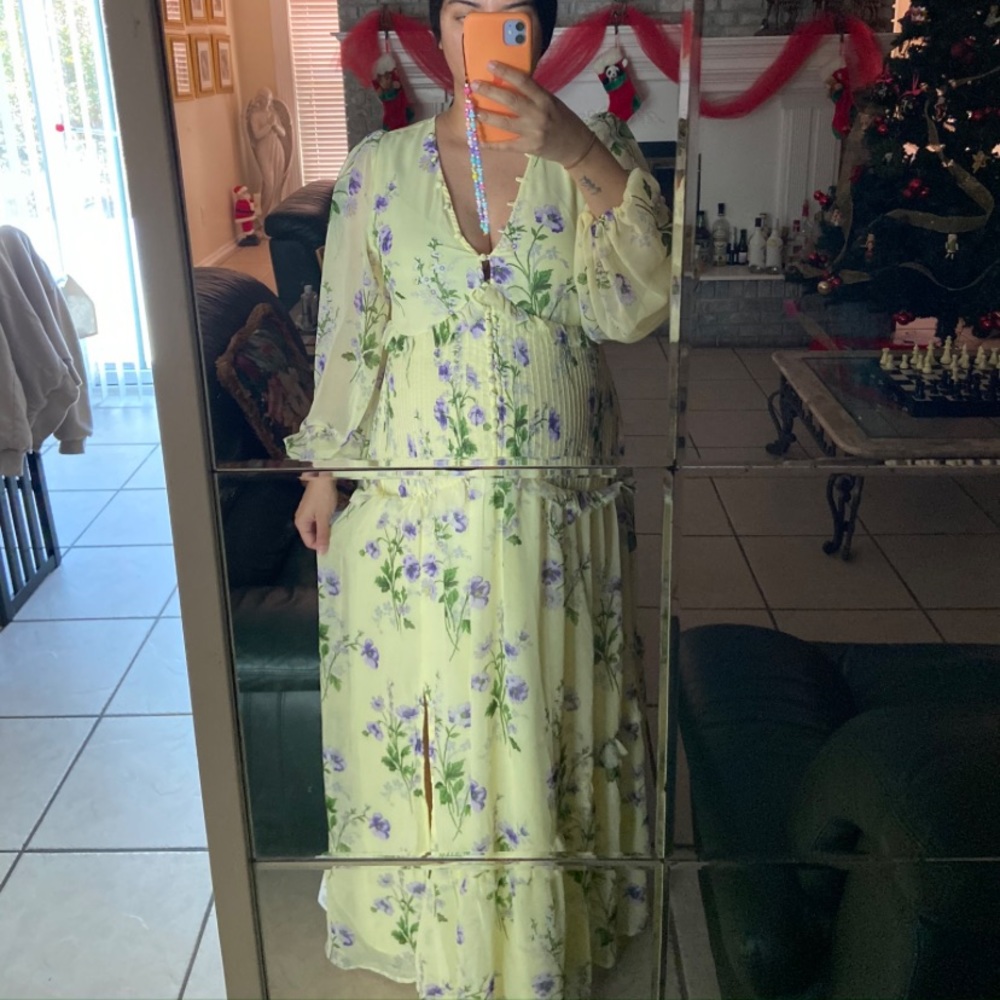 ASOS DESIGN Maternity button up pintuck maxi dress in yellow floral print